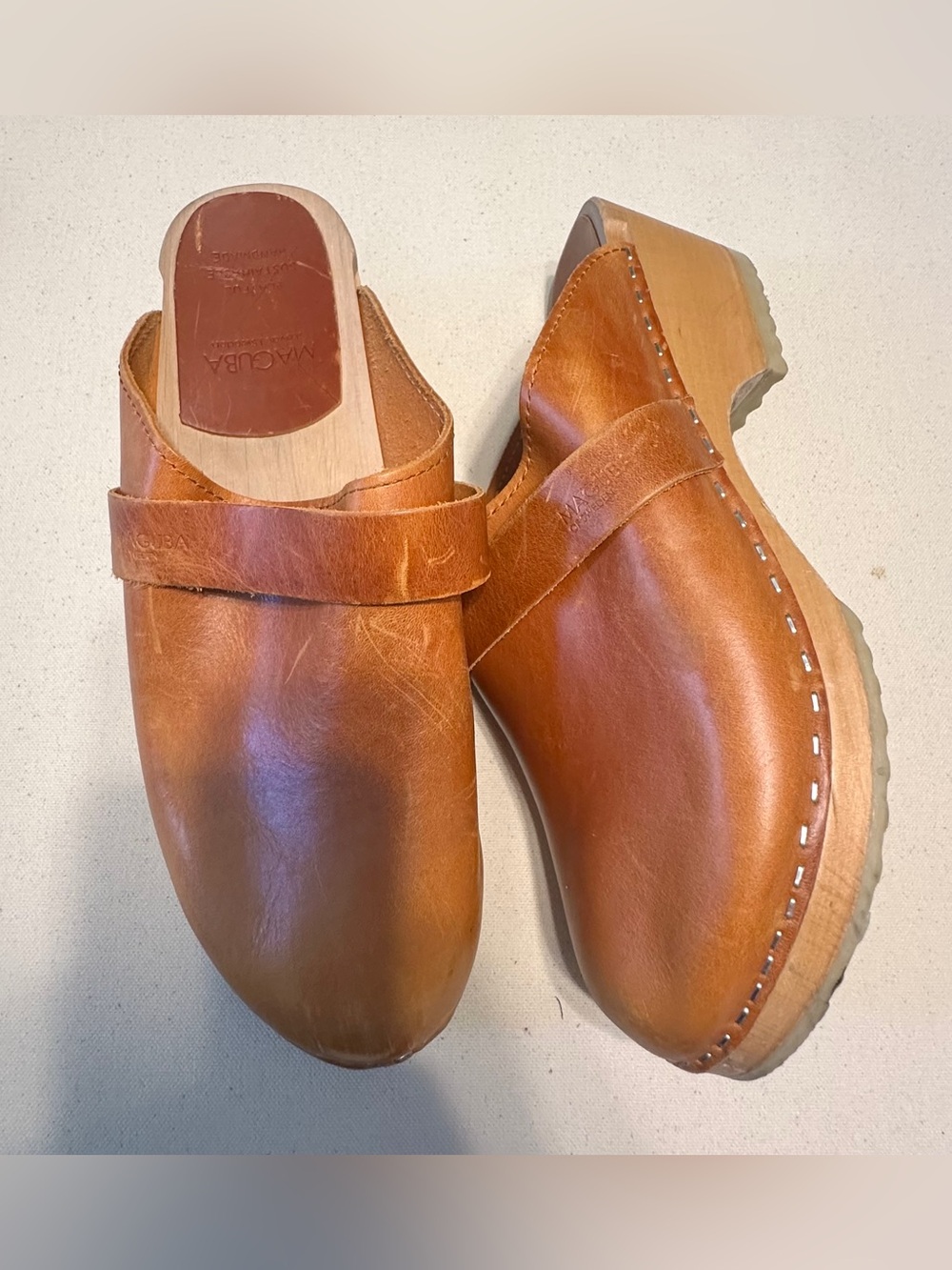 Maguba Sweden Wooden Clog Leather Upper size 40 size 10